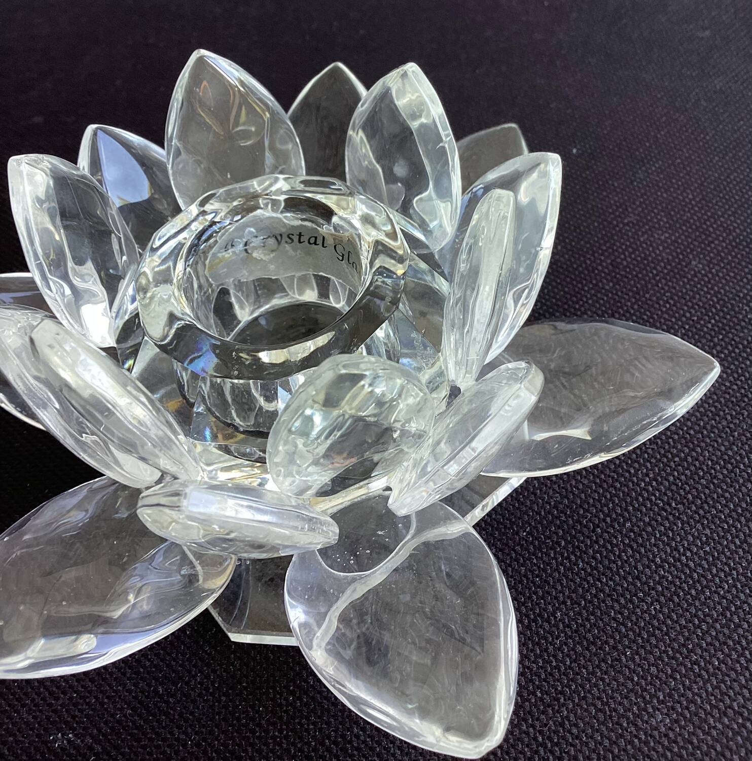 Water lily flower crystal candle holder