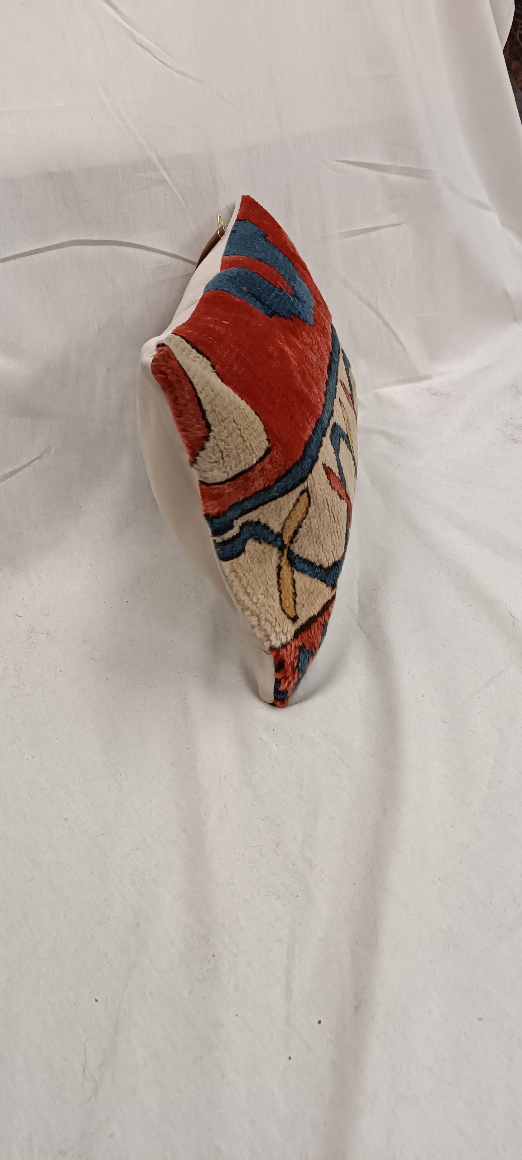 Vintage Cushion Cover in Long Pile Carpet, Turkish Geometric Pattern, 30 x 50 cm