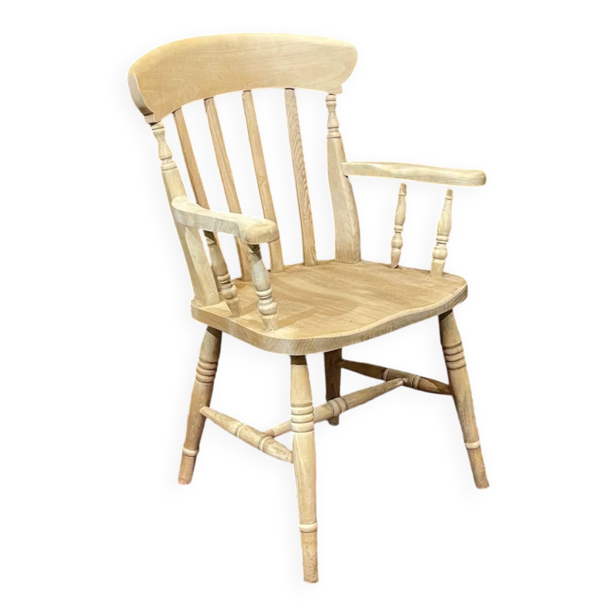 Fauteuil anglais en hêtre des années 1980