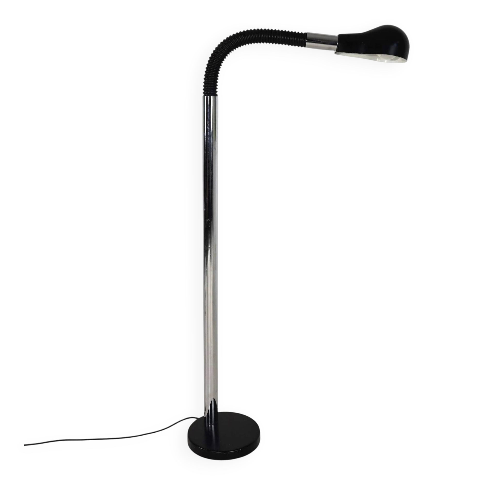 Lampadaire chrome avec col de cygne flexible, 1970