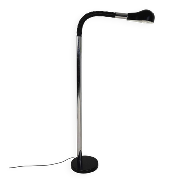Chrome floor lamp with flexible gooseneck, 1970