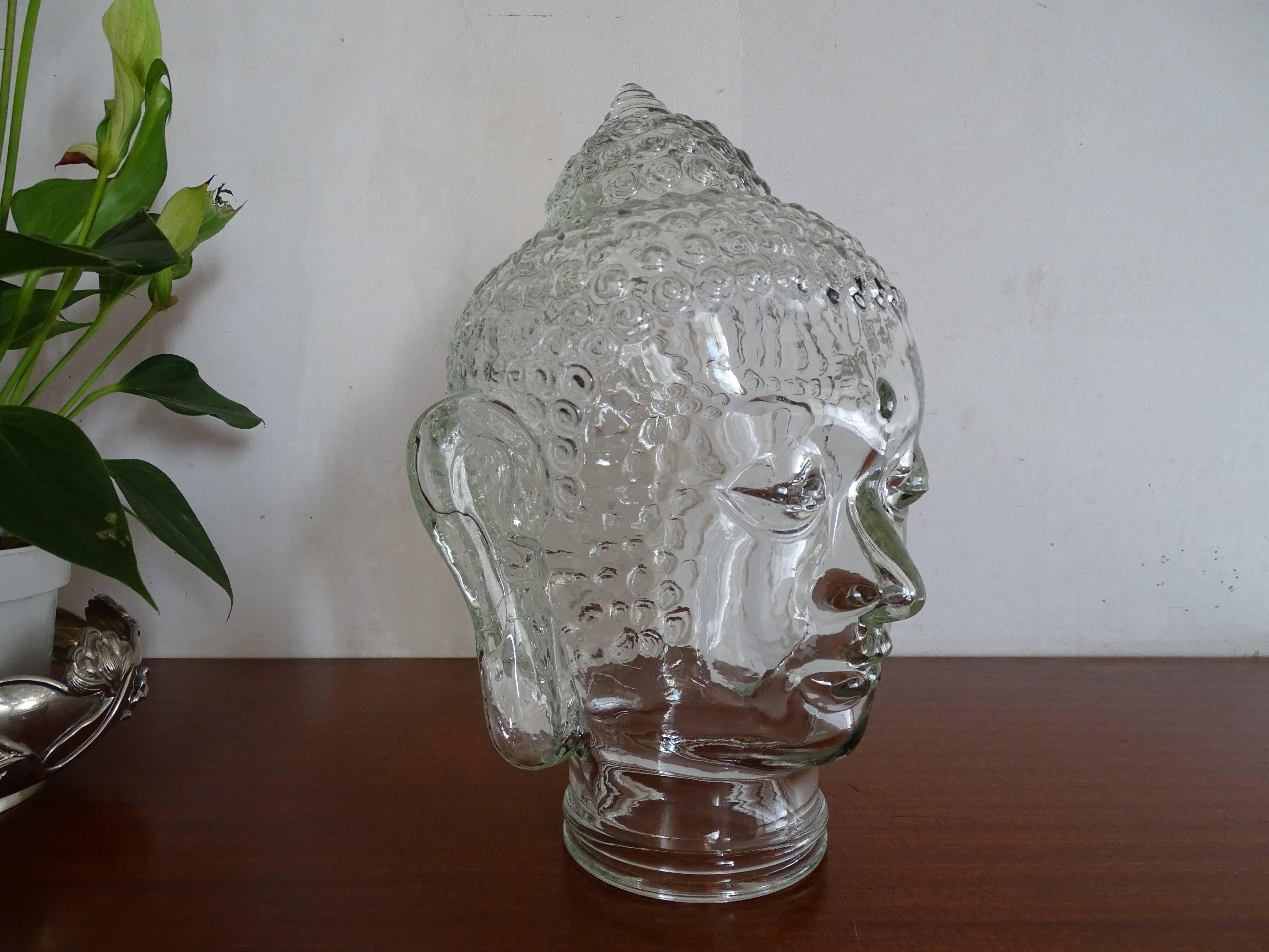 Old molded glass head - vintage blown glass - Object of curiosity