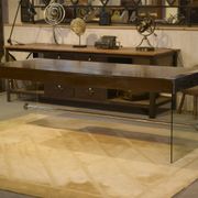 Desk design in melamine, glass and chrome 1980s