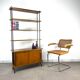 1950s wooden and metal bookshelf shelf