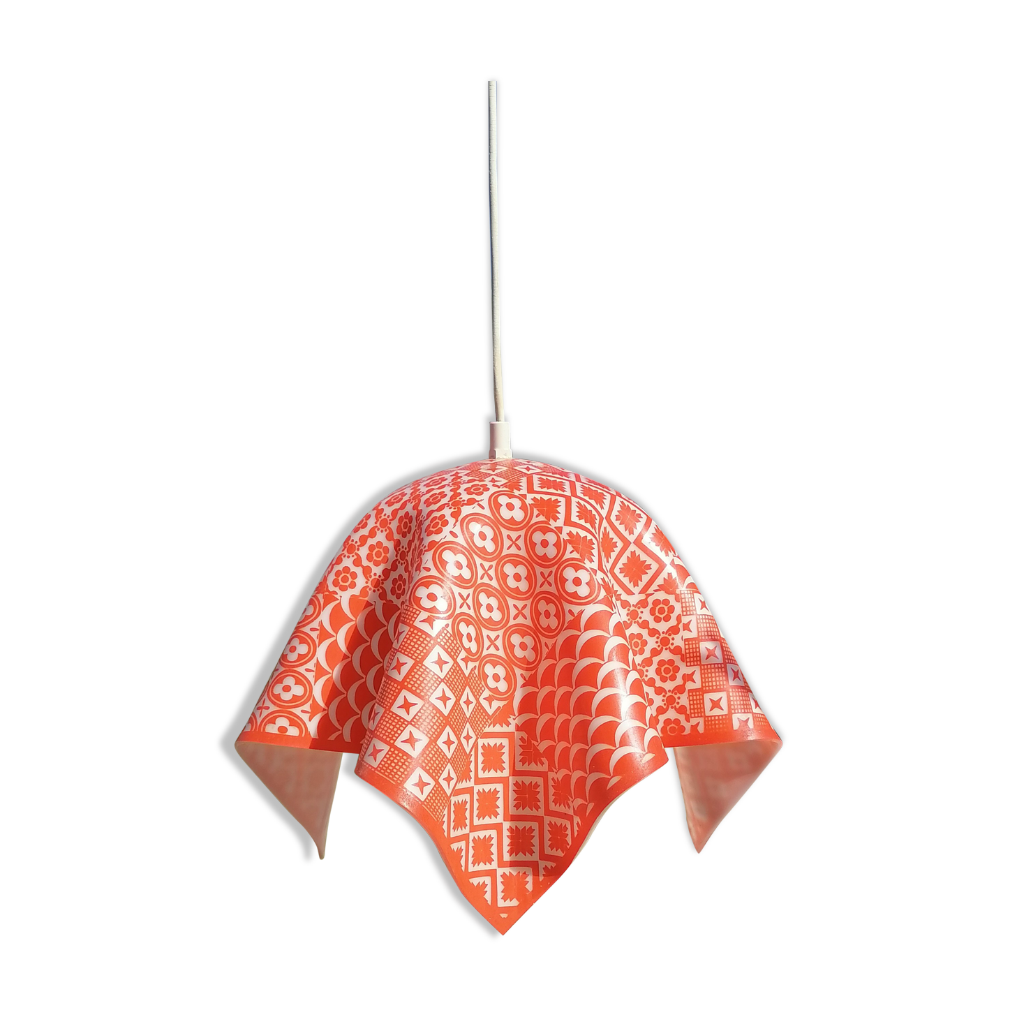 Orange plastic kitchen pendant light 1970