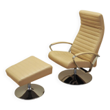 Lounge armchair and footstool set, Danish design, 1970s, manufacture: BoCon