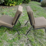 Pair of armchair heaters in brown fabric