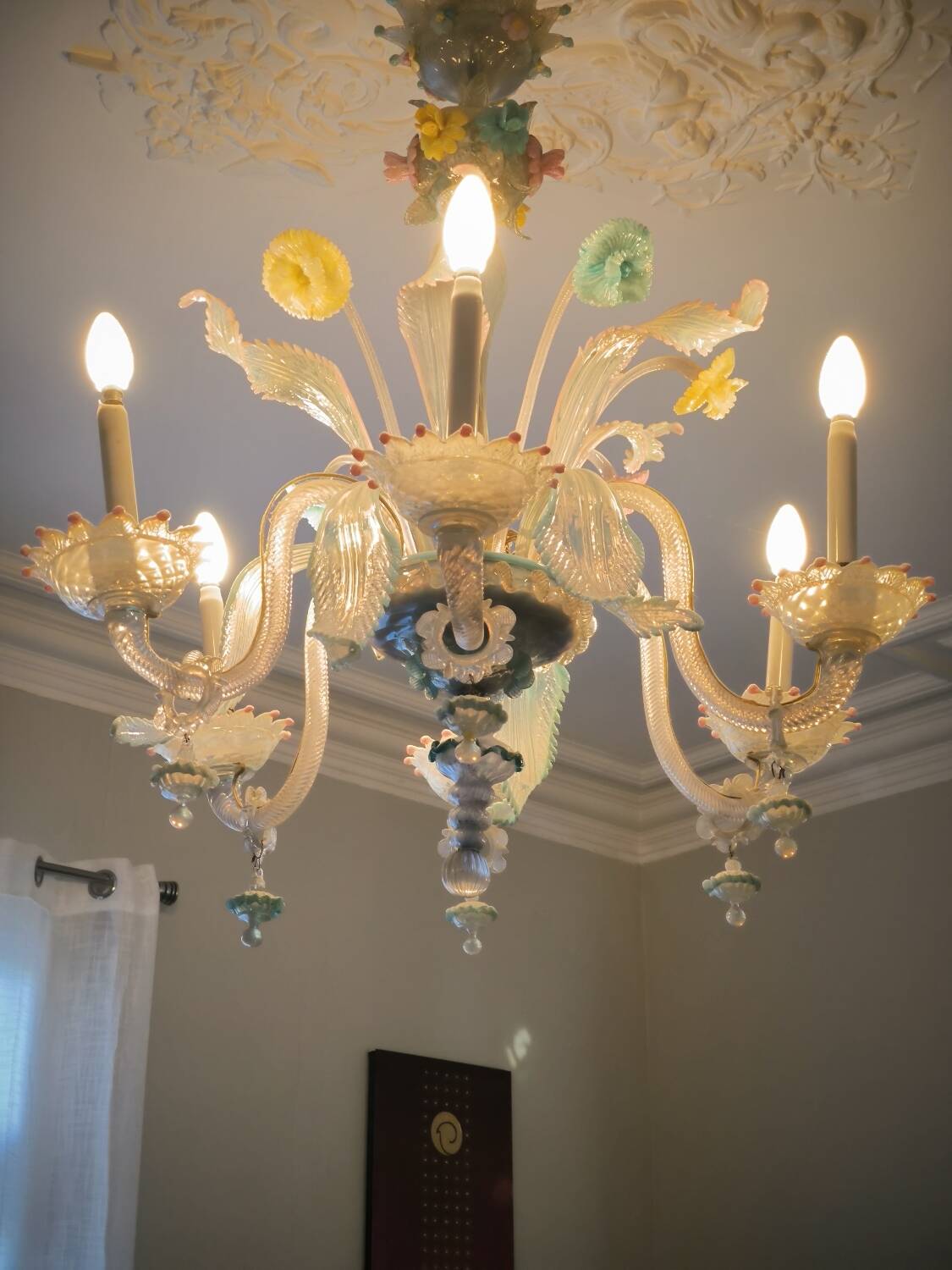 Multicolored Murano glass chandelier circa 1900