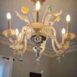 Lustre en verre Murano multicolore vers 1900
