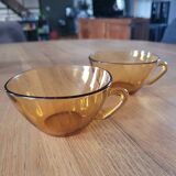2 Vereco amber glass tea cups
