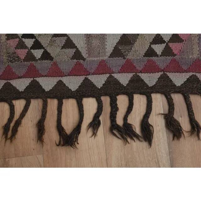 1970s Vintage Turkish Oushak Handmade Wool Cotton Pink Runner Rug 83x276
