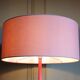 Tulip foot floor lamp in pink lacquered metal & cylindrical shade. 80's