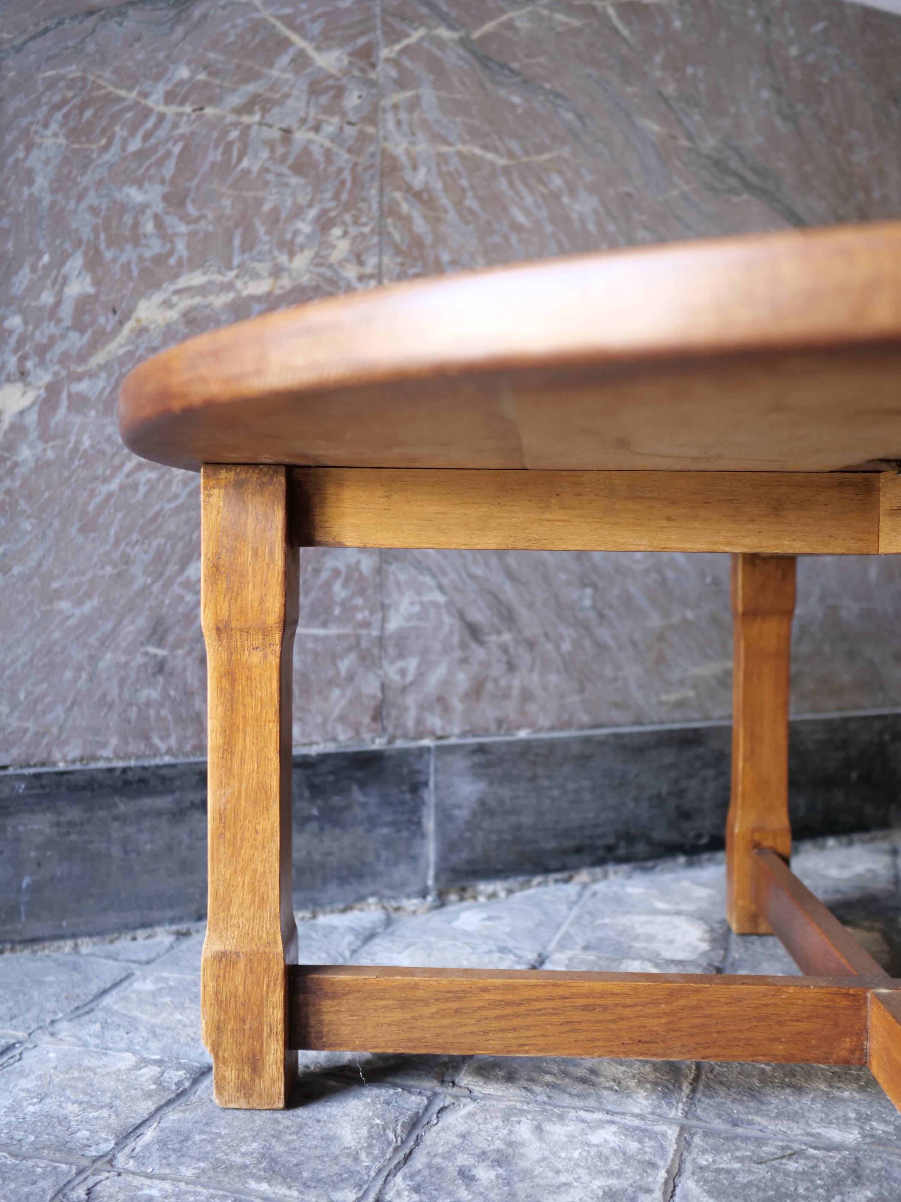 round coffee table in solid wood brutalist design bohemian decor