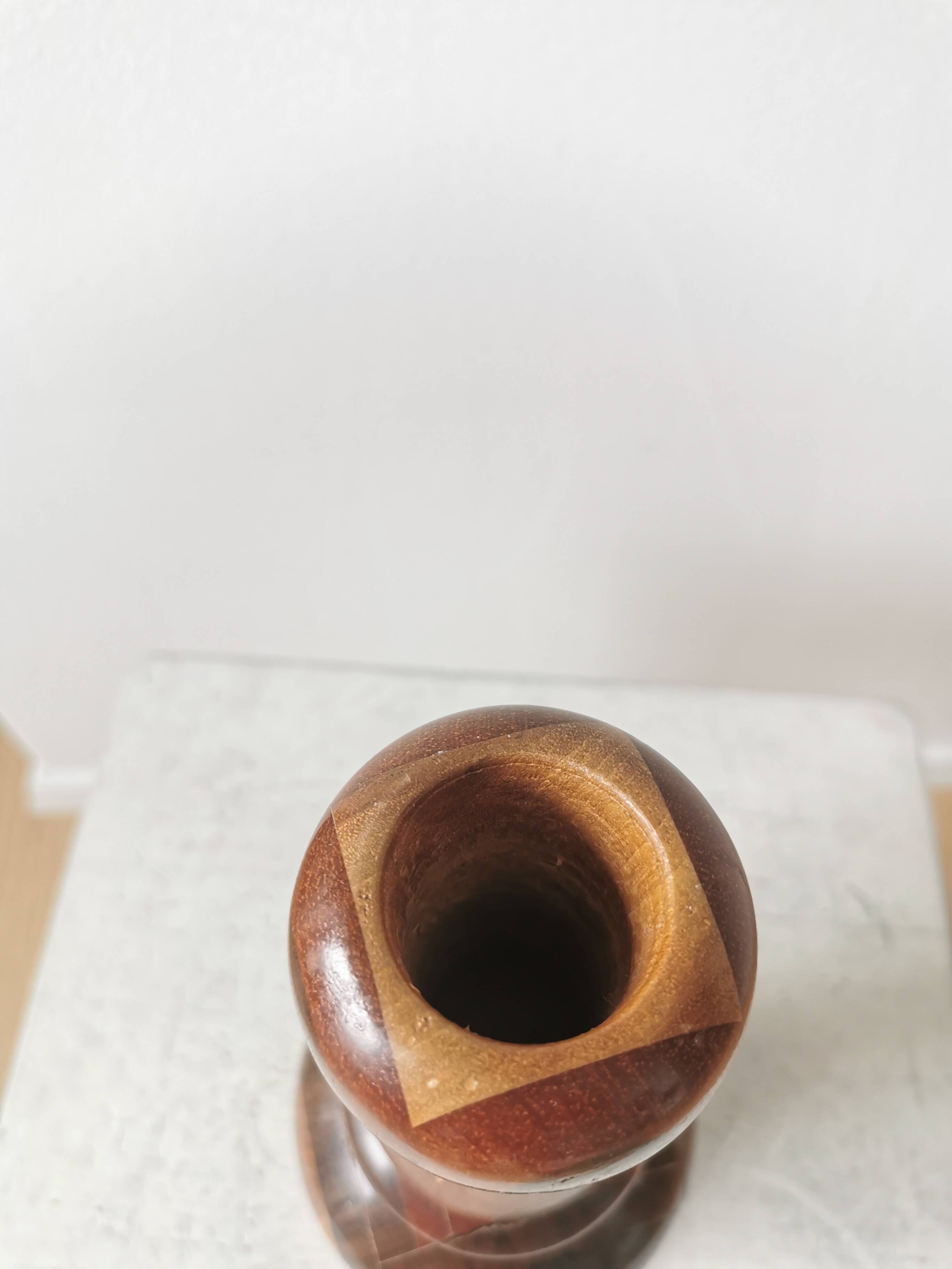 Vintage Wooden Vase: Handcrafted Wood Sculpture, Home Decor