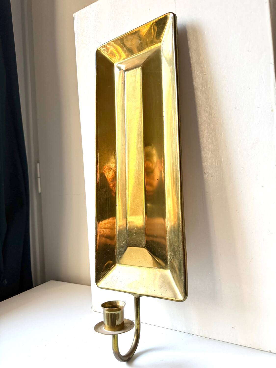 Giant scandscandivintage brass wall candle holder  sconce  height 48cm
