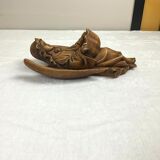 Bénitier ange en bois ancien