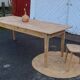 Large antique farmhouse table with 2 drawers in raw solid wood.