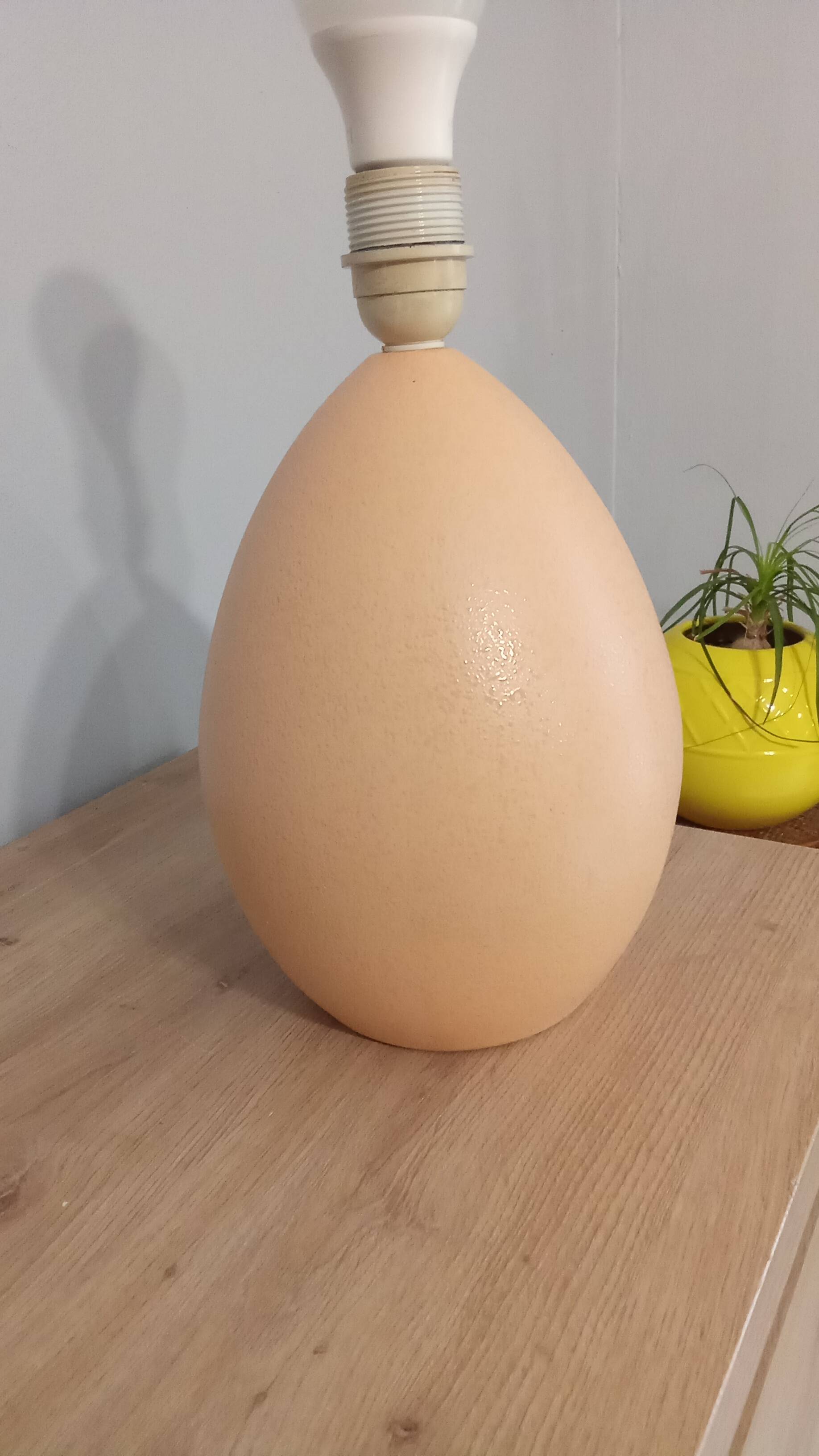 Vintage ostrich egg shaped lamp, Brussels porcelain