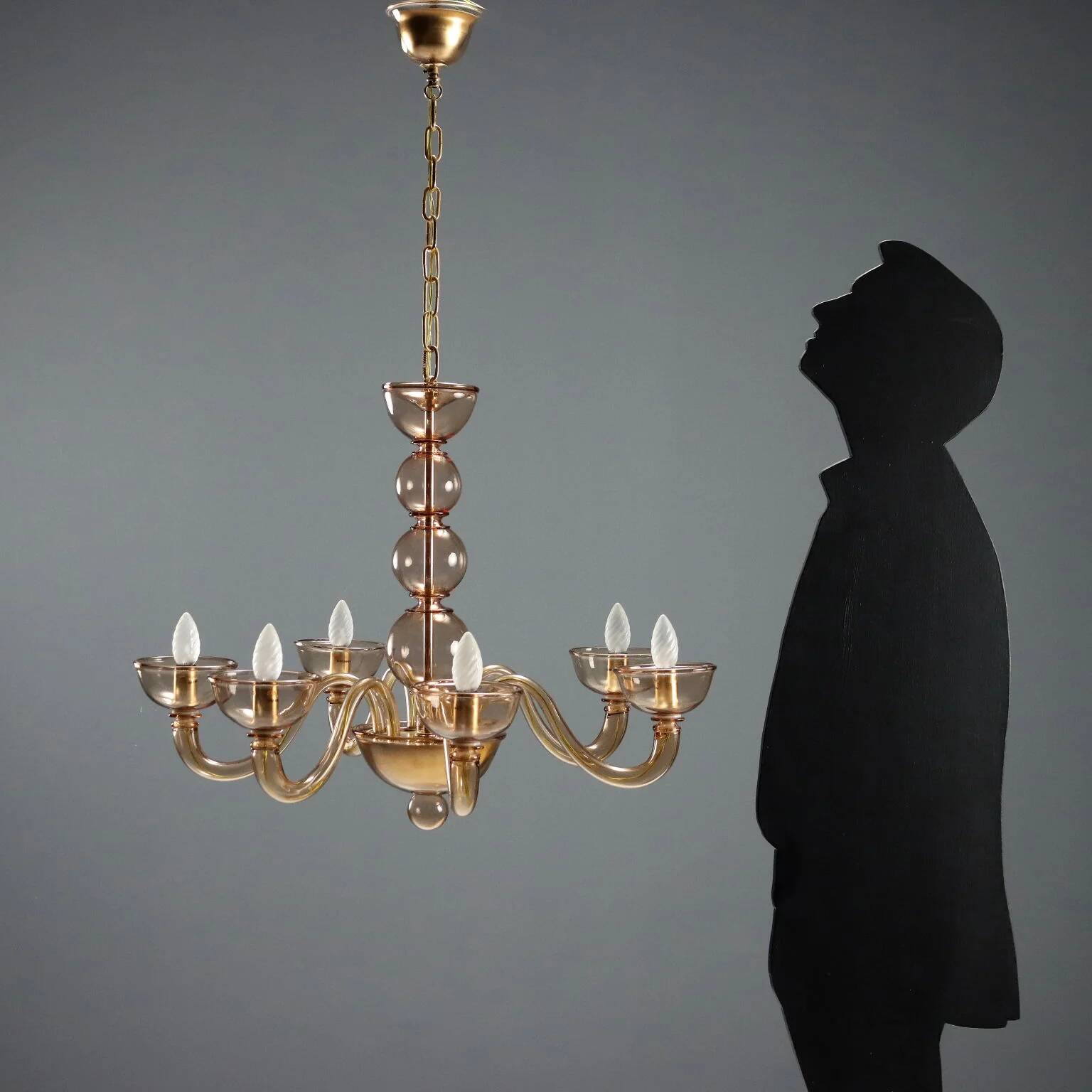 Venetian blown glass chandelier - Mid-20th century Murano