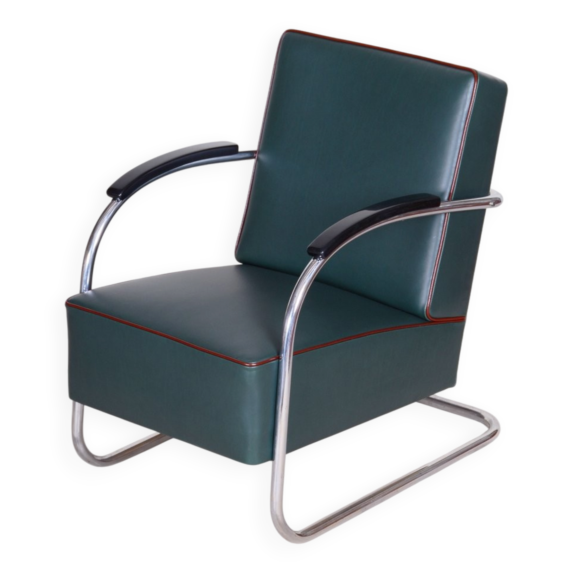 Bauhaus Chrome & Leather Armchair from Mücke-Melder, 1930s