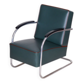 Fauteuil en chrome et cuir Bauhaus de Mücke-Melder, années 1930