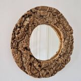 Miroir rond en liège vintage années 70