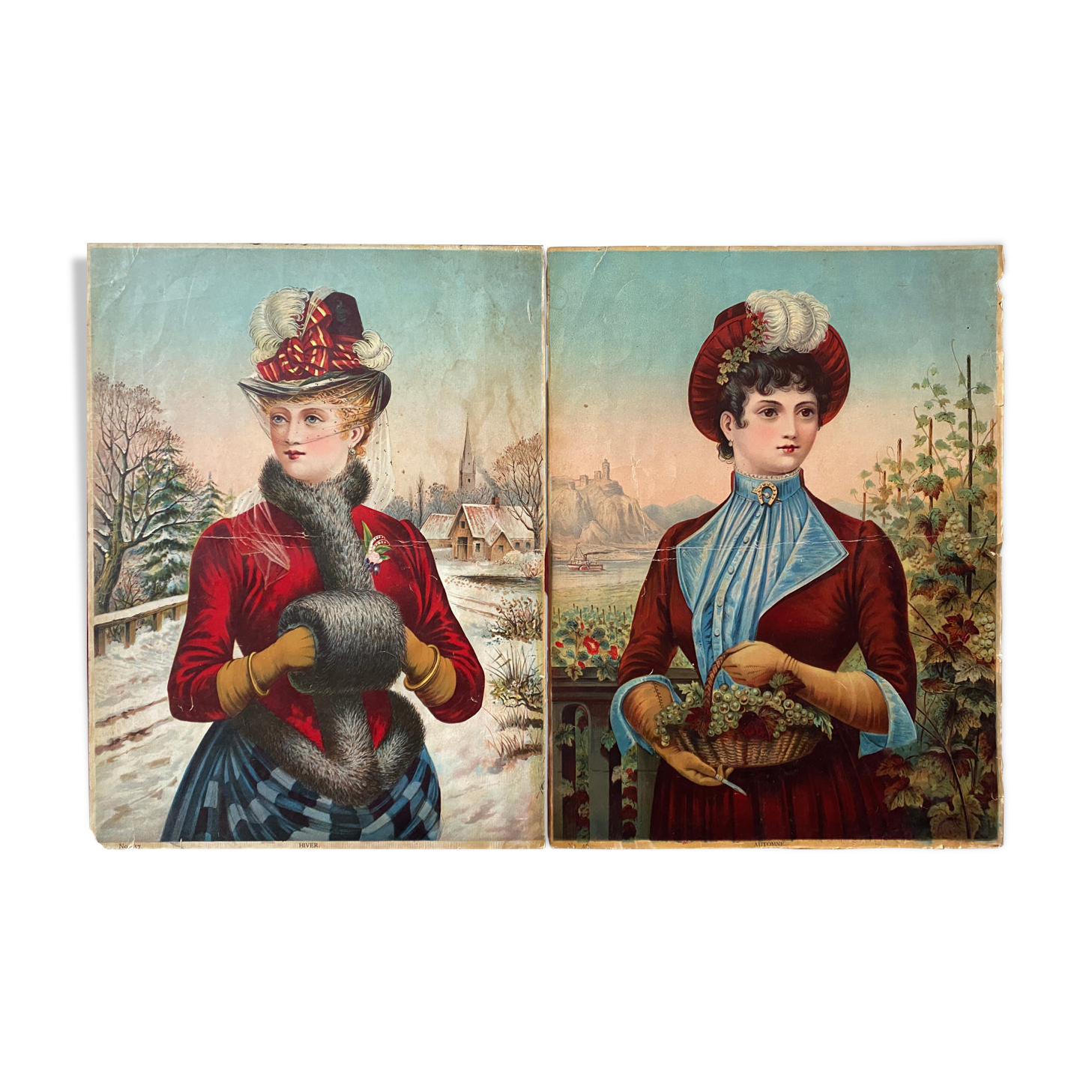 Paintings pendant of chromolithographs 1900