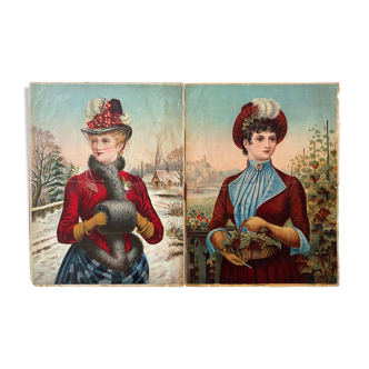 Paintings pendant of chromolithographs 1900