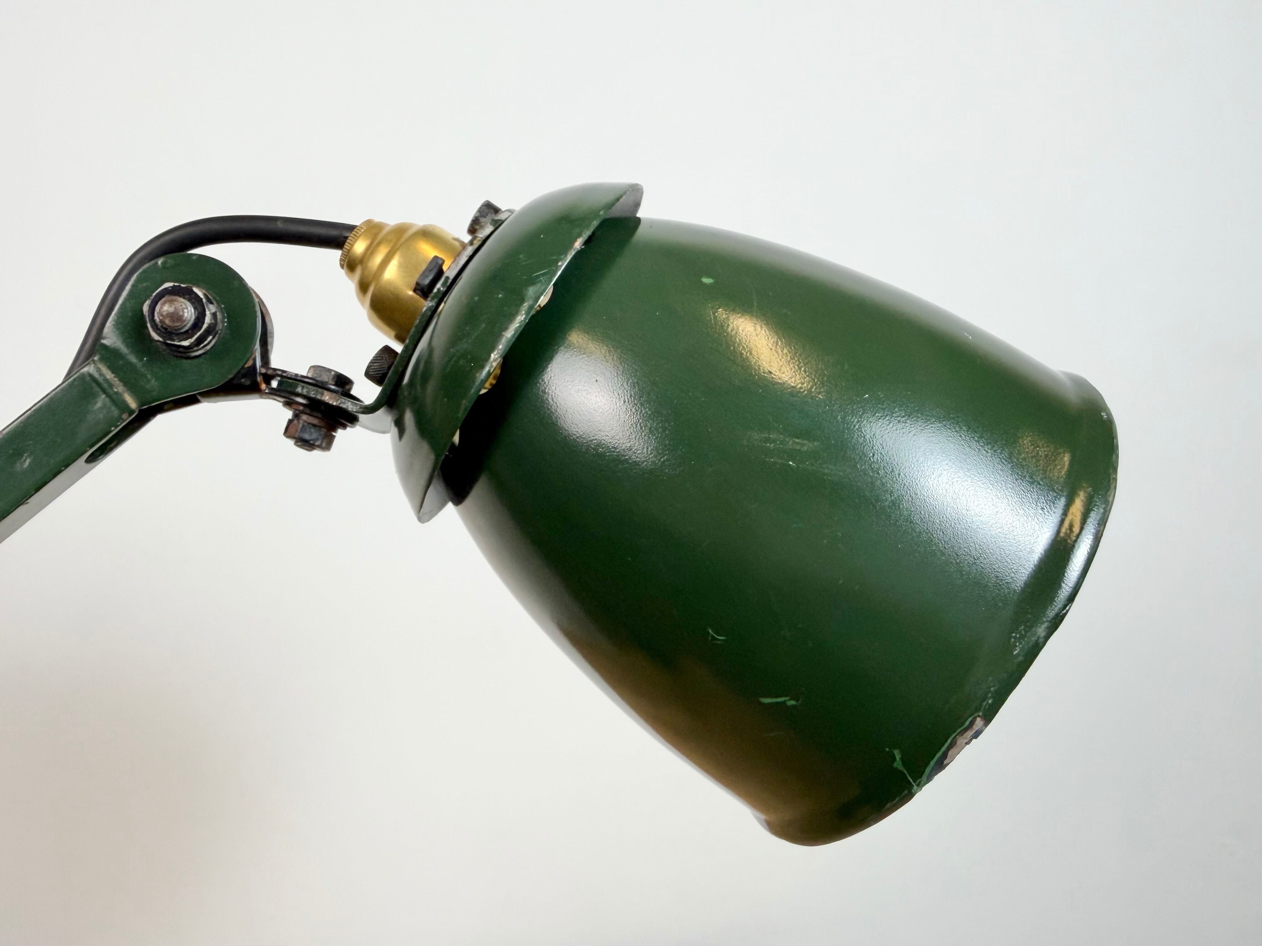 Industrial Green Enamel Adjustable Table Lamp, 1960s