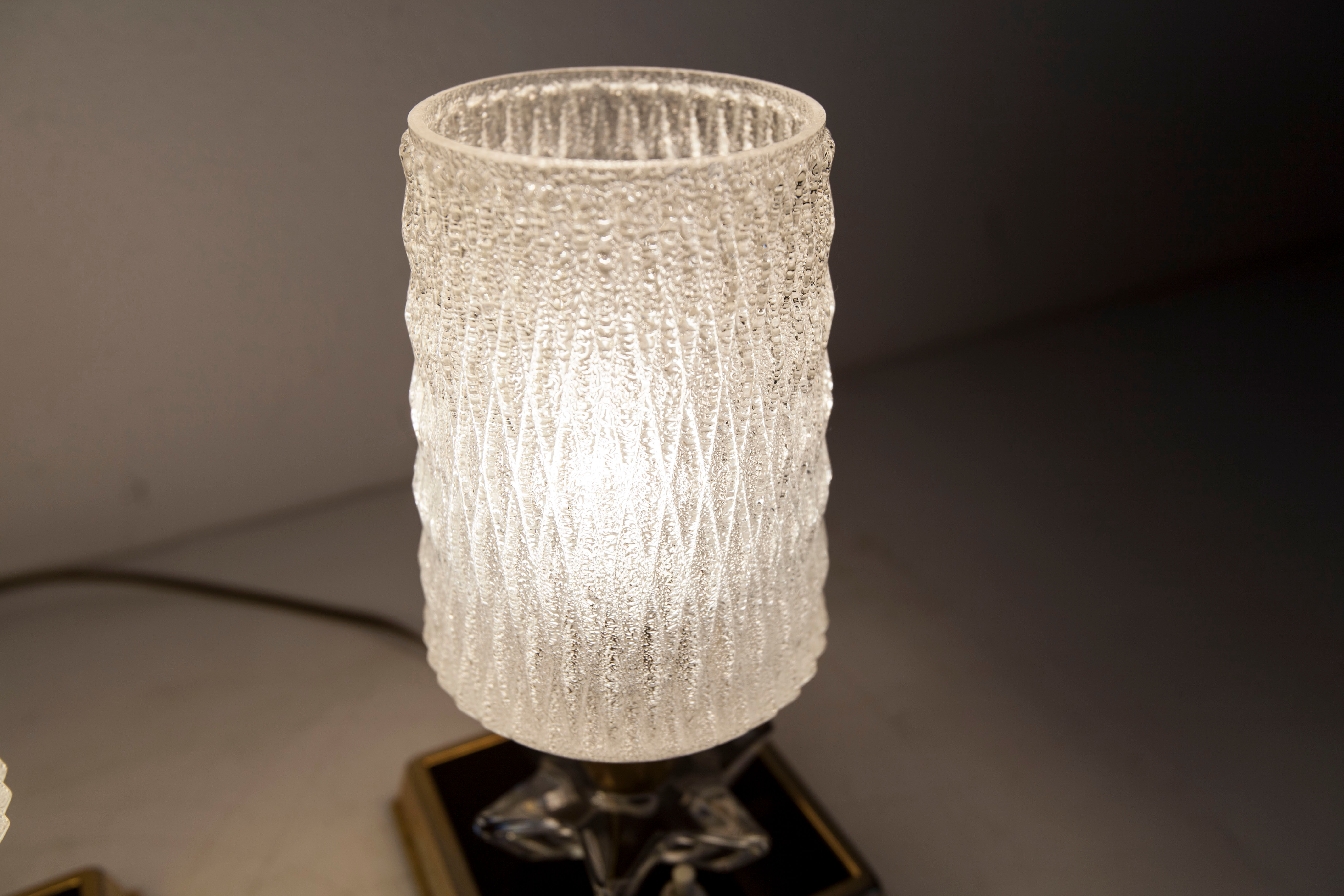 Paire de lampes de chevet 1960 laiton verre etoile