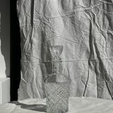 Small cylindrical glass whiskey decanter H:23