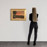 Italian landscape painting signed F. Rontini, 1940s