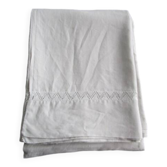 Drap ancien 310x220cm - retour brodé