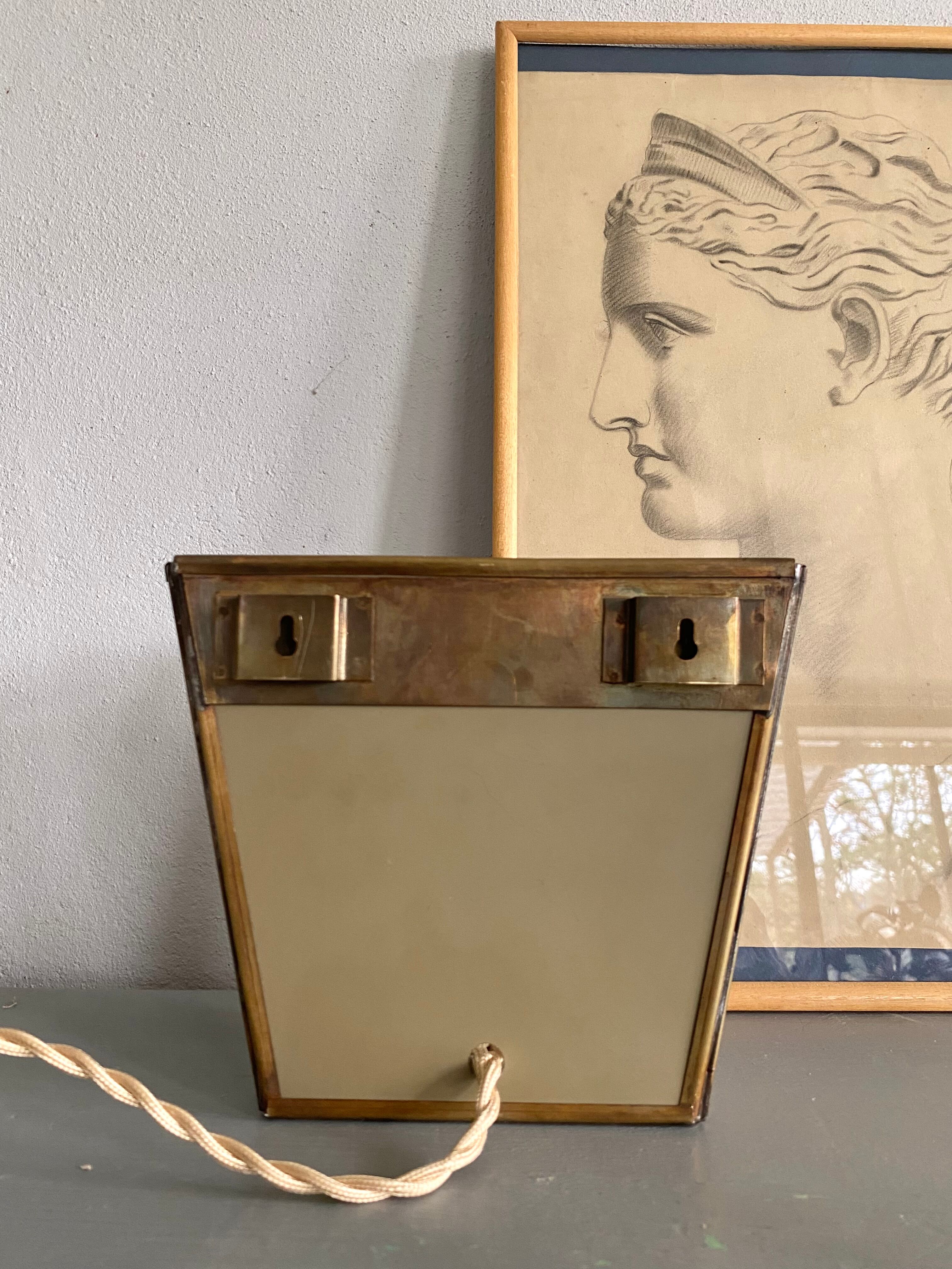 Brass wall lamp, mirror 50s