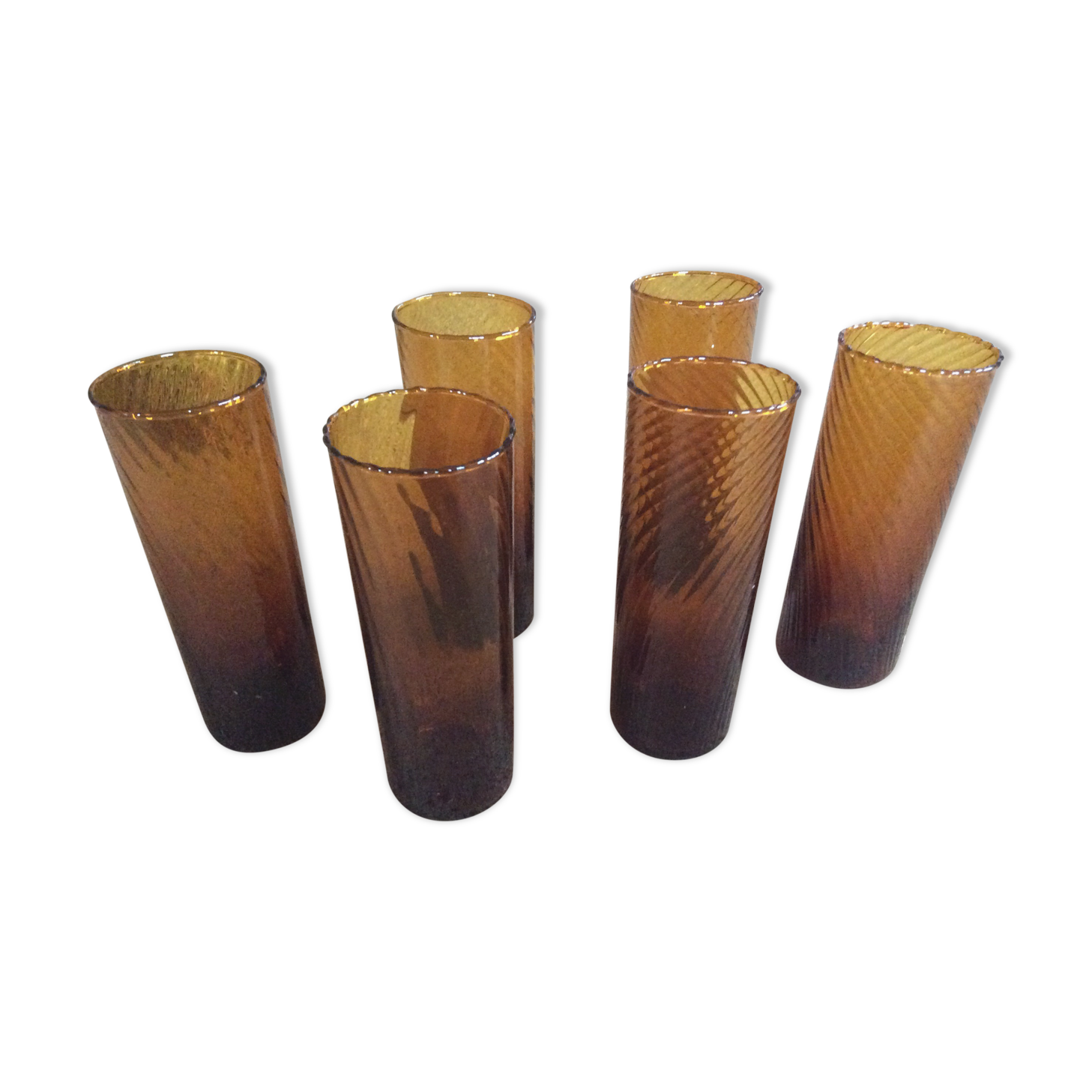 Série de 6 verres ambres