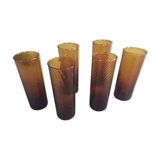 Series of 6 amber glasses