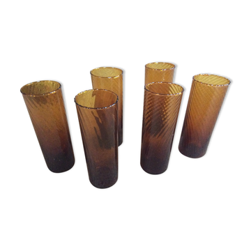 Série de 6 verres ambres