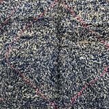 Moroccan Berber carpet Beni Ouarain intense blue with pink diamonds 3.06x2,16m