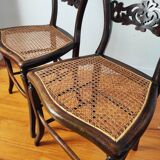 Pair of old Napoleon III chairs, new canework