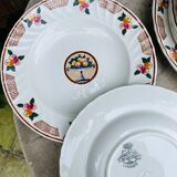 Plat et assiettes art deco, Longwy - décor Maurice