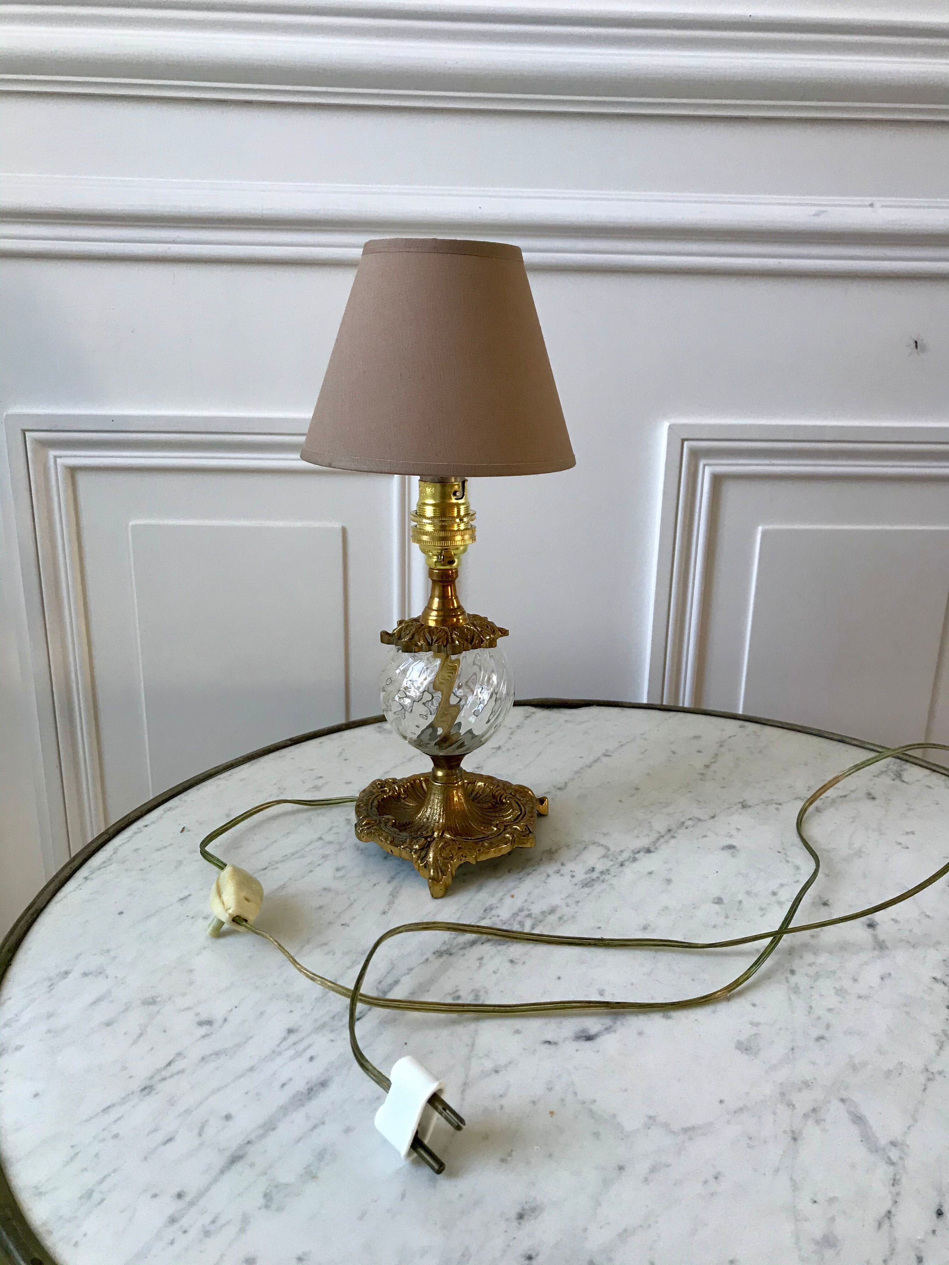 Pair of table lamps in bronze and glass early twentieth century