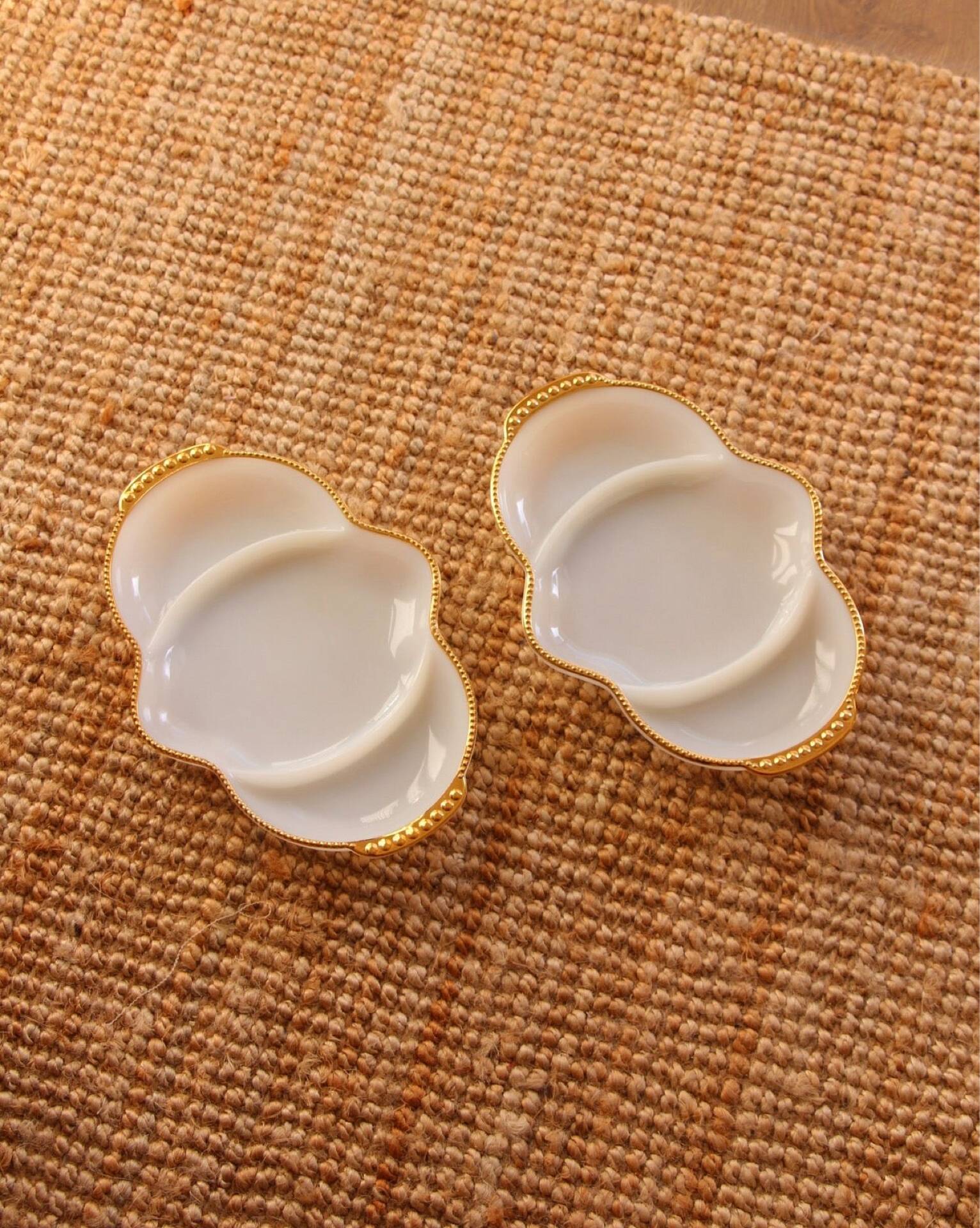 Pair of opaline serving dishes, USA, King Fire, 50s-60s