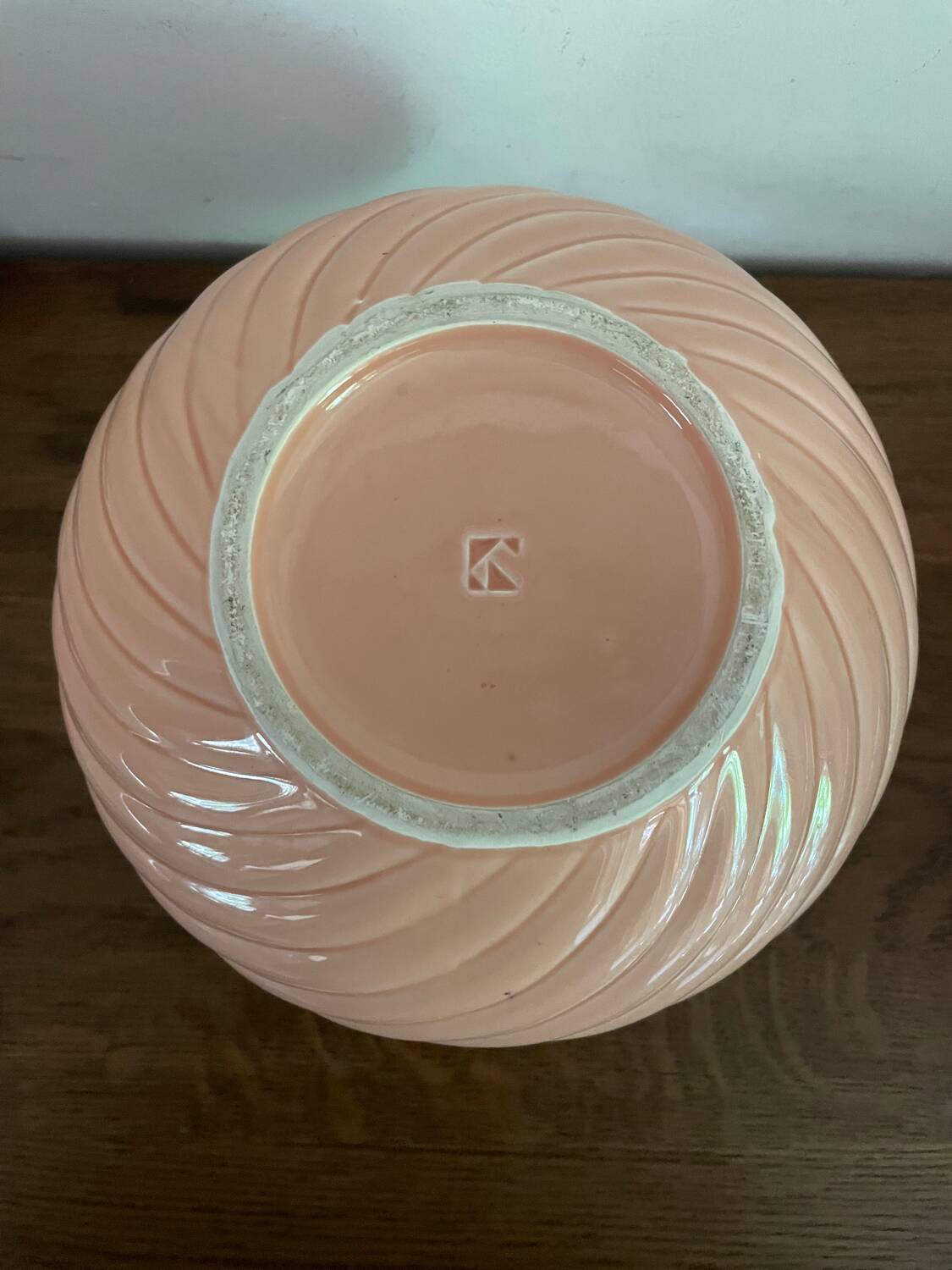 Powder pink art deco ball vase