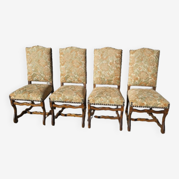Series of 4 chairs sheepbone louis XIII style