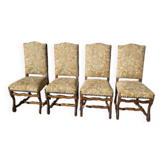 Series of 4 chairs sheepbone louis XIII style