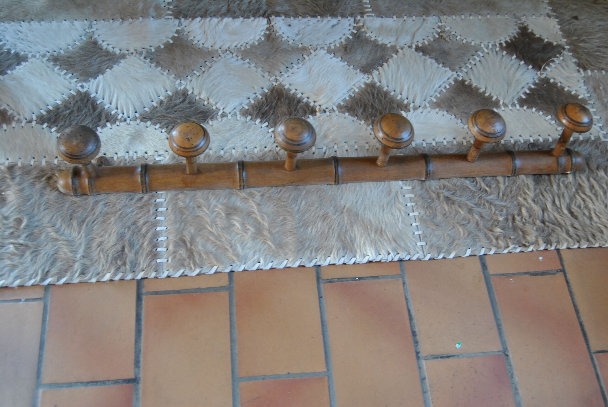 Patère 6 wooden crochet early XXeme