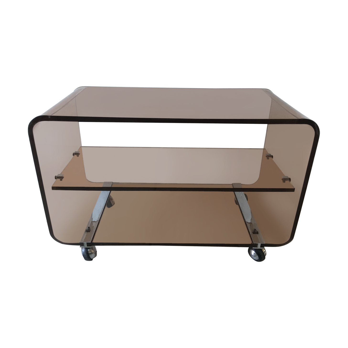 TV furniture or side table in violin smoked Plexiglas by Michel Dumas for Roche Bobois in 1970