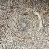 Old iron potato basket