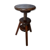 Ancien tabouret en bois a vis  réglable