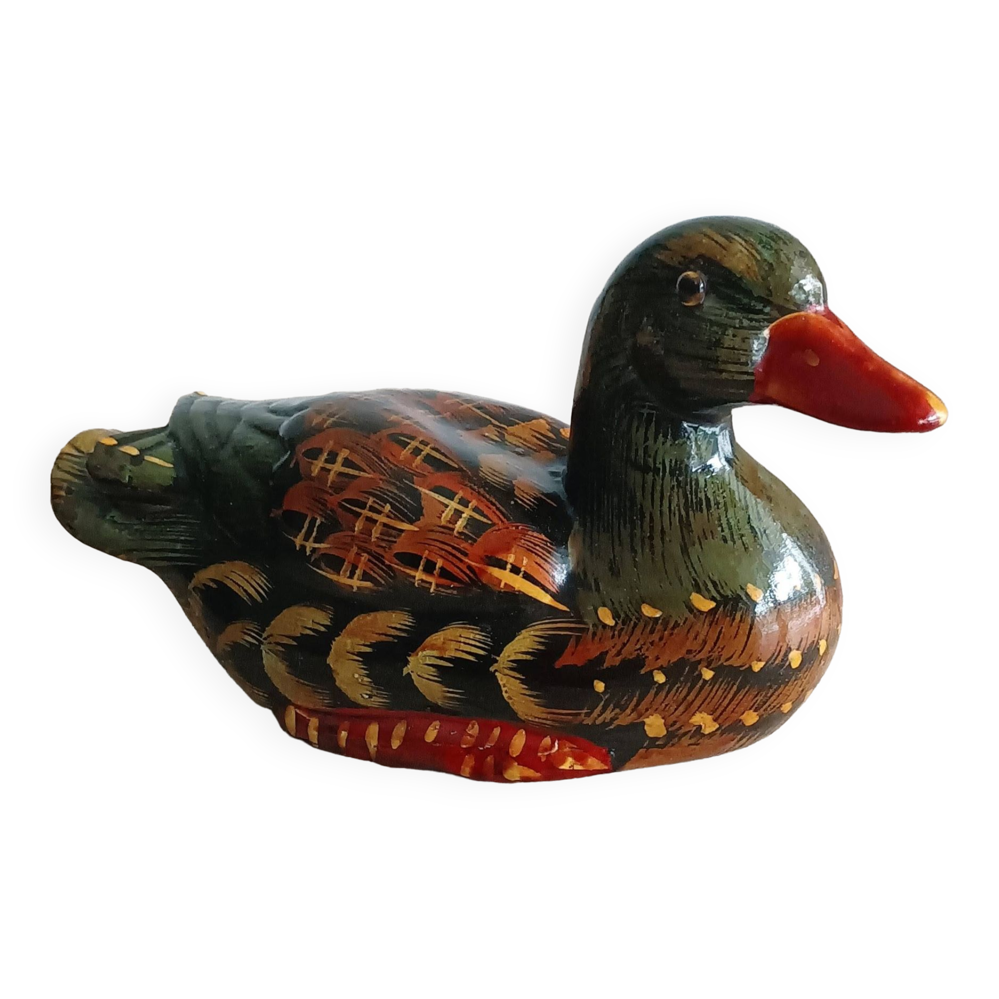 Decorative hand painted ceramic duck